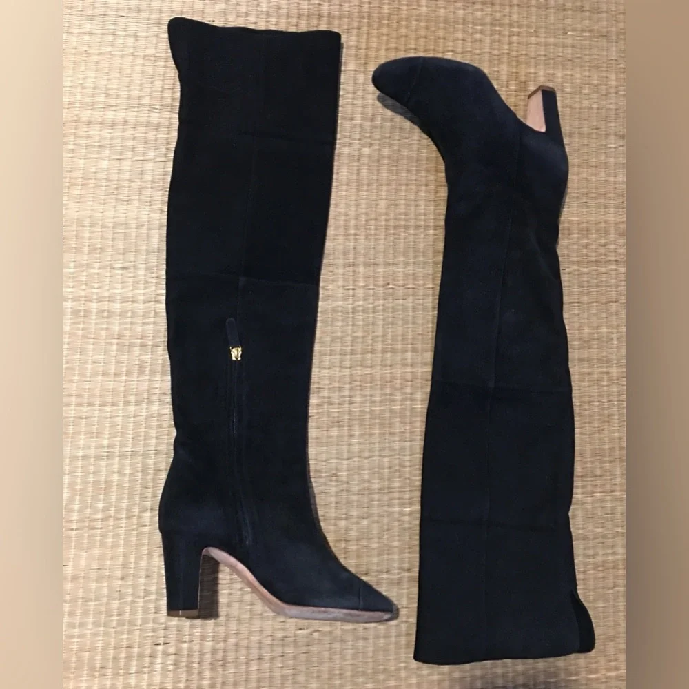 Authentic Chanel Black Suede Over-the knee Riding Boots - Size 38 (US 7 - 7.5)